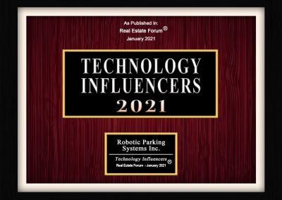 Robotic Parking Systems - 2021 Tech Influencers Award